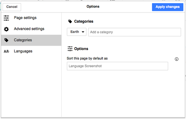 Categories dialog