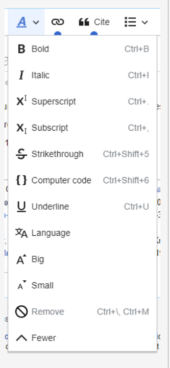 Text style menu